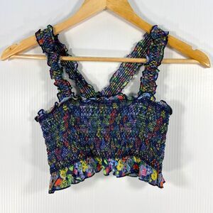 Urban Outfitters Out From Under Navy Blue Floral Smocked‎ Crop Top Womens Small